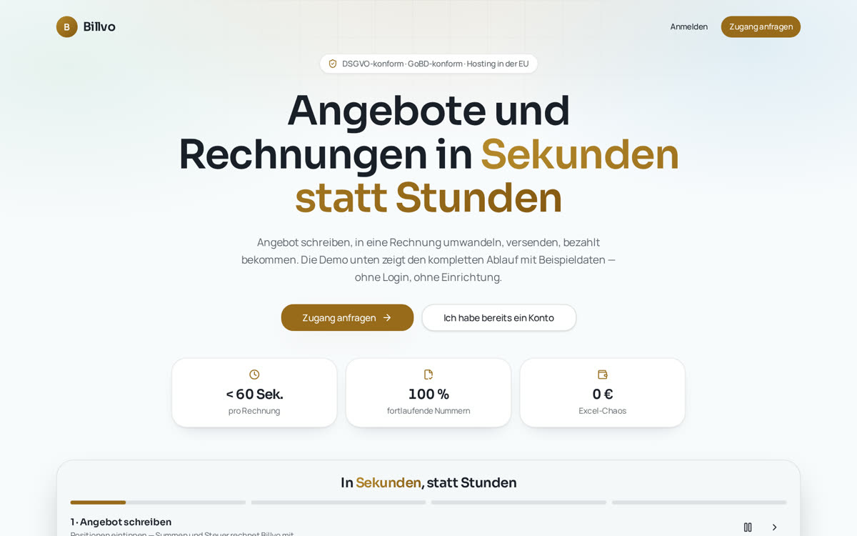 Billvo · Angebots- und Rechnungssoftware